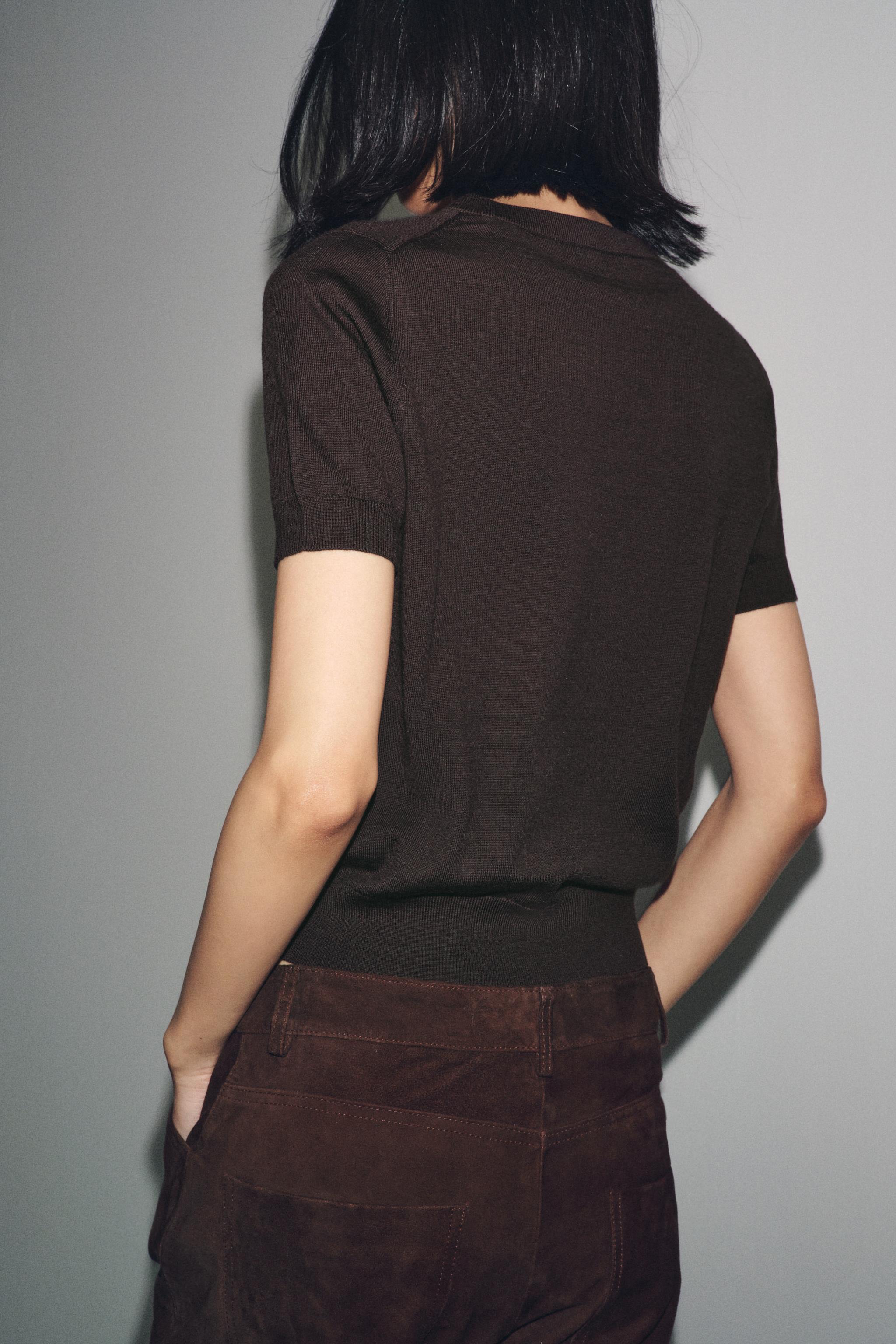 100% WOOL SHORT SLEEVE SWEATER